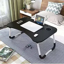 chamunda creations Multipurpose Foldable Table with Cup Holder, Study , Bed ,Table, Portable Wood Portable Laptop Table-picture-23