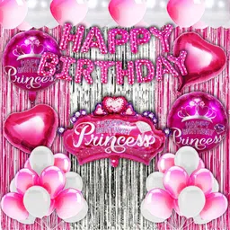 crazykart Happy Birthday Combo Kit For Party Decoration Items Princess Crown Theme image 1