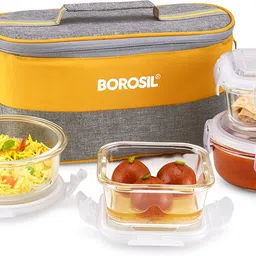 borosil Zest Borosilicate Glass Lunchbox 4 Containers Lunch Box-picture-12