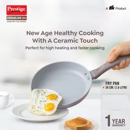 prestige Ceraglide Duo Ceramic Coating|High Heating|Cool Touch Handle Fry Pan 26 cm diameter 2 L capacity image 2