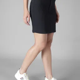 kotty Women Solid Regular Black Skirt image 2
