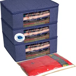 Hitanshicraft Cotton Quilted 3Layered Saree Covers/Clothes Storage BagWith TransparentWindow Cotton Laundry Bag-image-51