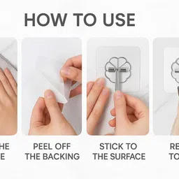 yaadgar 10 Pcs Self-Adhesive Heavy Duty Wall Hooks | Transparent Waterproof Hangers Hook Hook 1 image 2