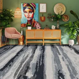 Grey Abstract Viscose 8 ft x 10 ft Hand Tufted Carpet by Saraswati Global-image-64