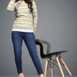 vghc fashion Women Printed Round Neck Polyester Yellow T-Shirt image 5