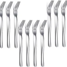 besillia Stainless Steel Forks Cutlery Set for Home, Kitchen & Restaurant (Silver,12 Pcs) Stainless Steel Dinner Fork Set-picture-2