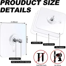 kanthee enterprise Wall Clips for Hanging, Kitchen Items, Sticky Photo Frame Hangers Wall Hook 20 image 3