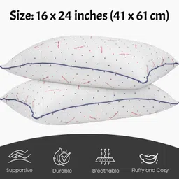 papaya Ultra-Soft Printed Polyester Pillow – Microfiber Fill Microfibre Polka Sleeping Pillow Pack of 2 image 5