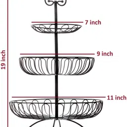 prime krafts 3 Tier Metal Wire Fruit and Vegetable Holder, Storage Stand with Handle Iron Fruit & Vegetable Basket image 3