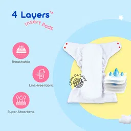 bumtum Baby Cloth Diaper With Insert Reusable & Adjustable, Solid Blue + Solid Pink image 3