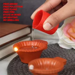 leafblu Water Sensor Reusable Led Diyas for Home Decor,Festivals Decoration Diwali Light Plastic (Pack of 12) Table Diya image 3