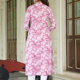mauka Women Printed Viscose Rayon Straight Kurta image 2