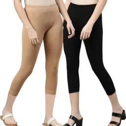 3/4th Capri leggings Women Beige, Black Capri-image-99