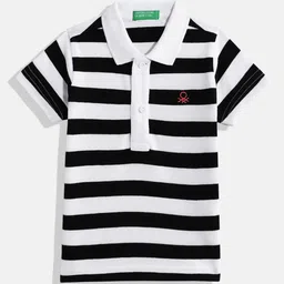 United Colors of Benetton Boys Horizontally Striped Pure Cotton Polo Collar T-shirt-picture-32