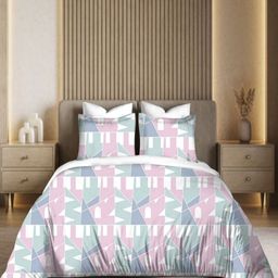 Myntra Elegant Homes Pink & Grey Printed Pure Cotton 300TC King Bedsheet Set 2.74 x 2.74 m-picture-44