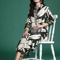 Indo Era Floral Printed Three-Quarter Sleeves Tunic With Trouser-picture-30