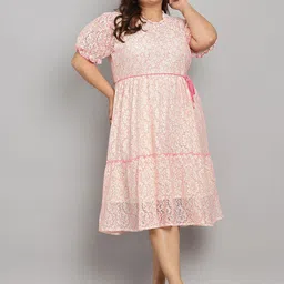 Tulsattva Women Puff Sleeve Tiered Fit And Flare Midi Dress-image-41