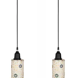 1ST TIME White & Green 2 Pieces Textured Cylinder Shaped Ceiling Lamps-picture-28
