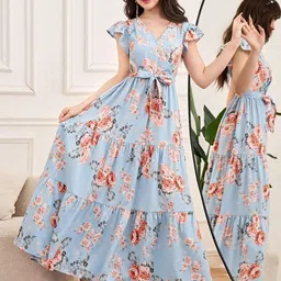 YK Floral Print Fit & Flare Dress image 4