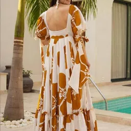 Fashion2wear Mustard Viscose Rayon A-Line Dresses image 5