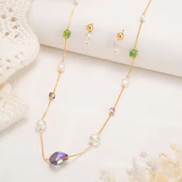 Aadvik Designs Gold-Plated Artificial Beaded Necklace And Earrings image 3