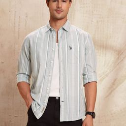 U.S. Polo Assn. Denim Co. Men Slim Fit Vertical Striped Pure Cotton Casual Shirt-picture-25