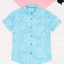 Pantaloons Junior Boys Floral Printed Spread Collar Cotton Casual Shirt-picture-25