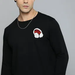 R.Code by The Roadster Life Co. Men Printed Monochrome T-shirt image 1