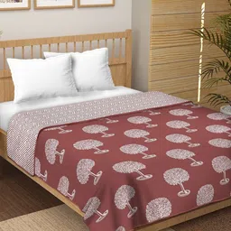 tundwal's Maroon & White Floral Printed Pure Cotton 210 GSM AC Room Double Bed Dohar-picture-39