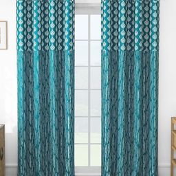 Story@home Turquoise Blue & White 2 Pieces Ethnic Printed Room Darkening Window Curtain-picture-22