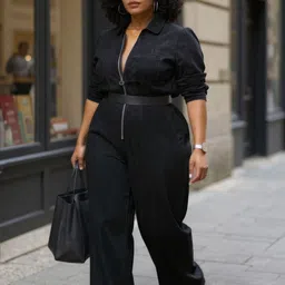 Sztori Women Shirt Collar Basic Jumpsuit-image-3