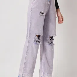 R.Code by The Roadster Life Co. Women Flared High-Rise Highly Distressed Jeans image 4