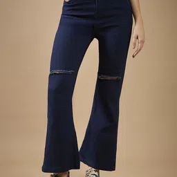 DOLCE CRUDO Women Bootcut High-Rise Stretchable Jeans-image-18