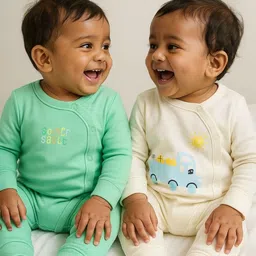 Somersault Boys Pack of 2 Printed Cotton Sleepsuits image 3