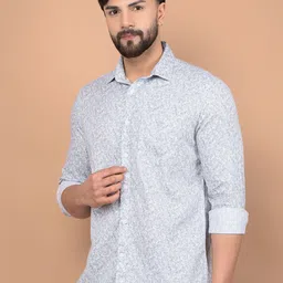 Crimsoune Club Men Classic Fit Spread Collar Floral Printed Cotton Casual Shirt-picture-24