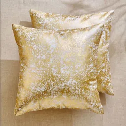 Home Centre Yellow & White Set of 2 Abstract Square Cushion Covers-picture-42