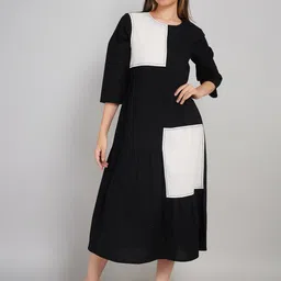 Dora Dori Women Colourblocked Fit & Flare Midi Dress-picture-17