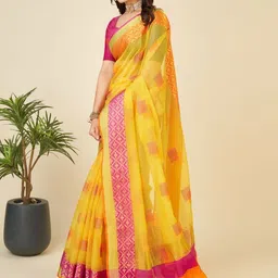 VS MALL Yellow Soft Silk Saree image 3