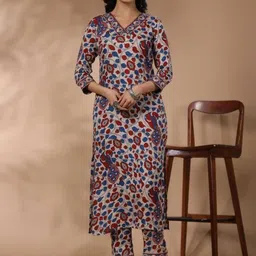 Dhibha Women Ethnic Motifs Printed Regular Kurta with Trousers-picture-38