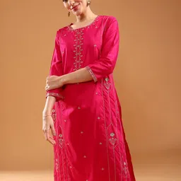 LIMEROAD Women Ethnic Motifs Embroidered Thread Work Kurta image 3