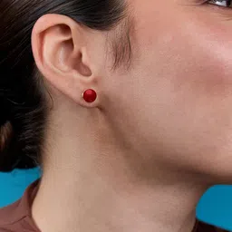 MINUTIAE Gold Plated Pearls Studded Spherical Shaped Studs image 2