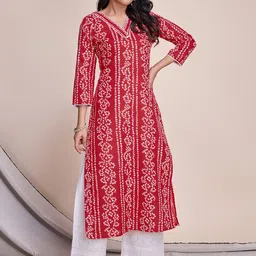 MOJILAA Women Ethnic Motifs Printed Mirror Work Indie Prints Kurta image 3
