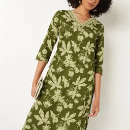 max Women Floral Printed Sequinned A-Line Kurta-picture-24