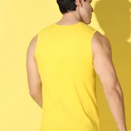 WOOSTRO Pack Of 2 Printed Super Combed Cotton Gym Vests VWS26(MORE YELLOW)(ENJOY MUSTARD) image 3