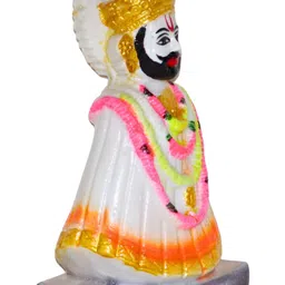MISS PEACH White & Gold-toned Khatu Shayam Ji Idol Showpiece image 5