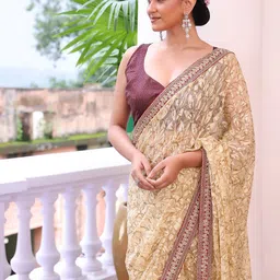 Mitera Ethnic Motifs Embroidered Brasso Saree-picture-13