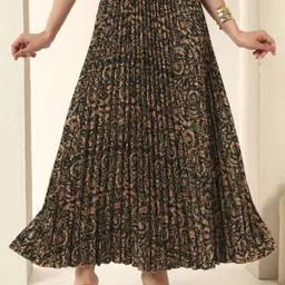 ZWERLON Floral-All Over Pattern Stretchable Waist-Designed Full-Length Pleated Skirt-picture-41