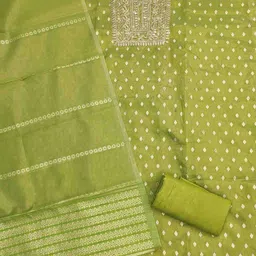 MANVAA Embroidered Sequinned Unstitched Dress Material image 4