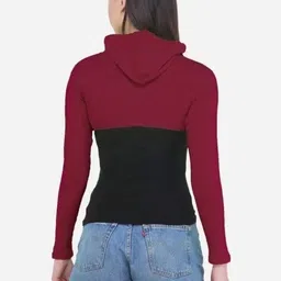 RYTE STYLE Women Colourblocked Hooded Sweatshirt image 3