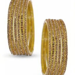 LLL FASHION Set Of 12 Stones Studded Glass Bangles image 2